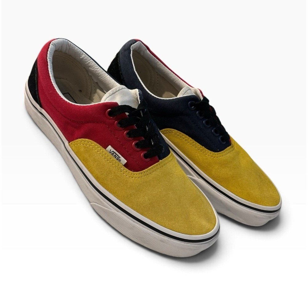 Vans Era Colorblock Sneakers Yellow Red Navy Suede Canvas Women's 8 Men's 6.5